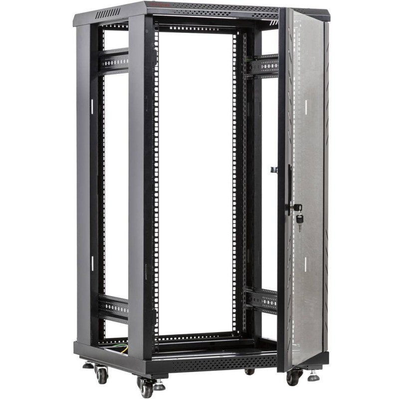 Armario Rack 19" 22U 600 x 1000 x 1160mm Ruedas P. Frontal  Cristal + Ventiladores ( Montado )